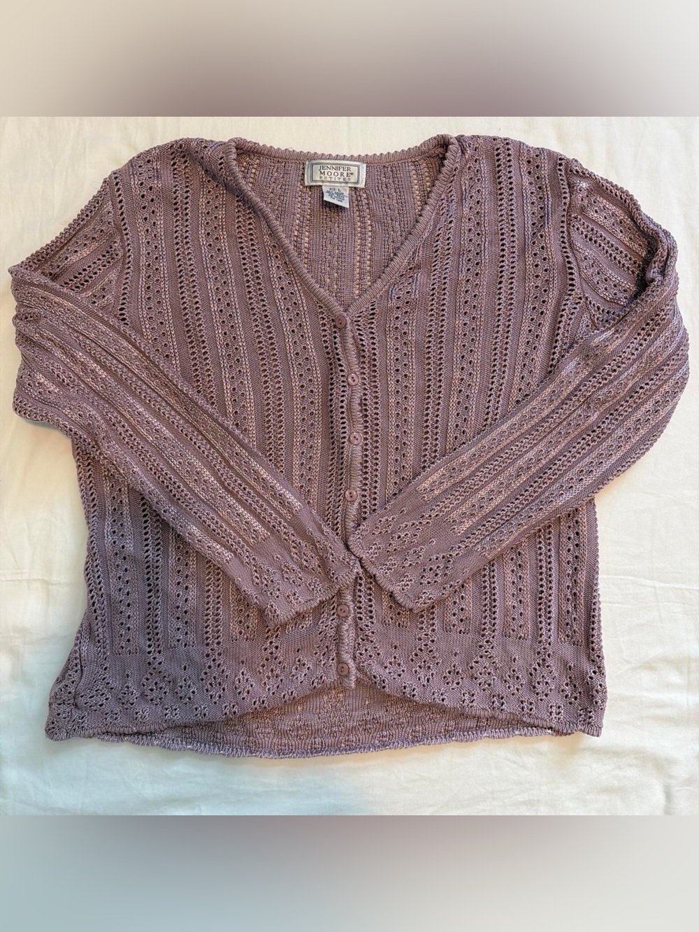 Vintage lavender crocheted cardigan